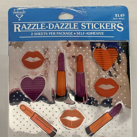 Vntg Hallmark Stickers Glitter Razzle Dazzle Nails Rainbow Heart Sheets New 1984 - Picture 2 of 4